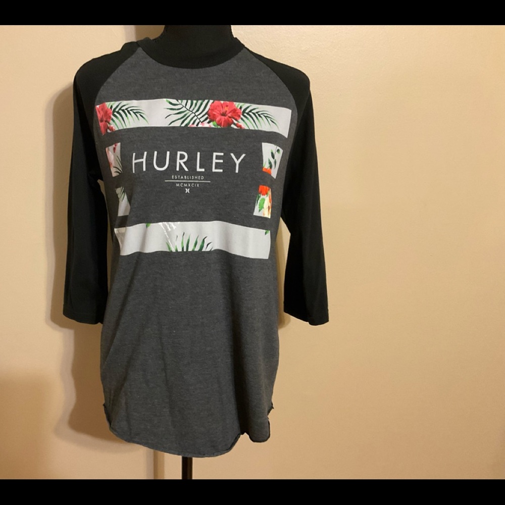 Hurley long sleeve grey t shirt, Size M